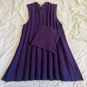 Vakko Purple Ribbed Dress